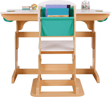 KidKraft bureau enfant réglable + chaise “Grow Together” en bois avec rangement – hauteur réglable