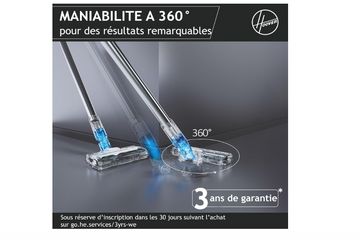 Hoover HF410P Aspirateur Balai sans Fil, Puissant 42AW, Ultra-Maniable à 360°