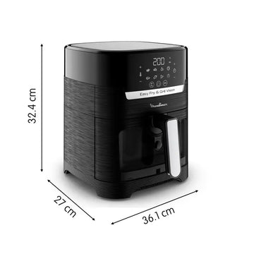 Moulinex Easy Fry & Grill Vision EZ506820 – Friteuse sans huile + Grill 2-en-1, 4,6 L, 8 programmes automatiques, Fenêtre transparente, Écran tactile